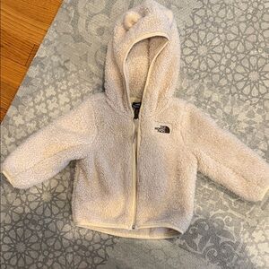 The North Face Cream Teddy Fleece Hoodie with Bear Ears